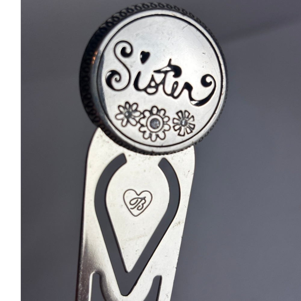 Brighton Sister Heart Silver Tone Metal Bookmark Engraved Gift Accessory